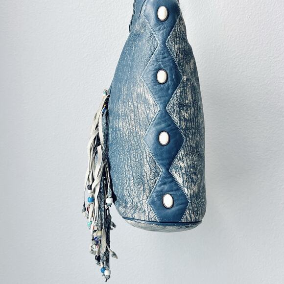 Vintage 90s Leather Fringe Shoulder Bag by VIVA Bags of California Boho Western - Picture 7 of 16